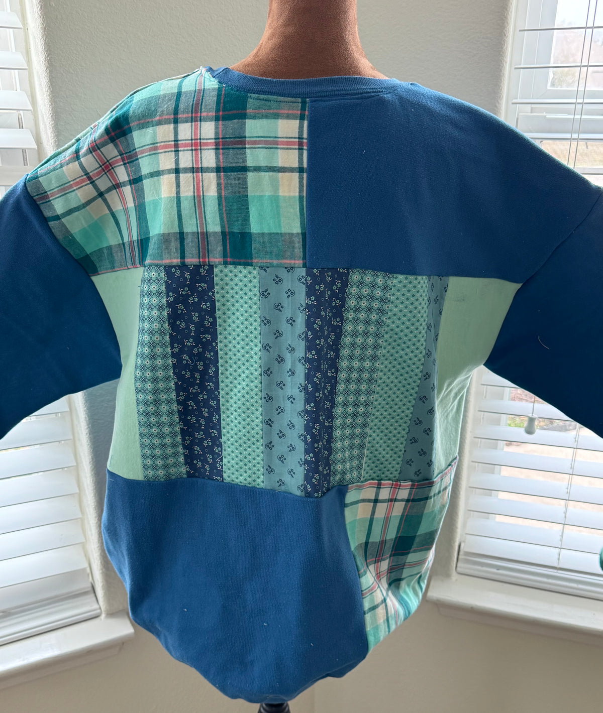 SOLD OUT **True Blue Patchwork Sweatshirt Size XL/1X