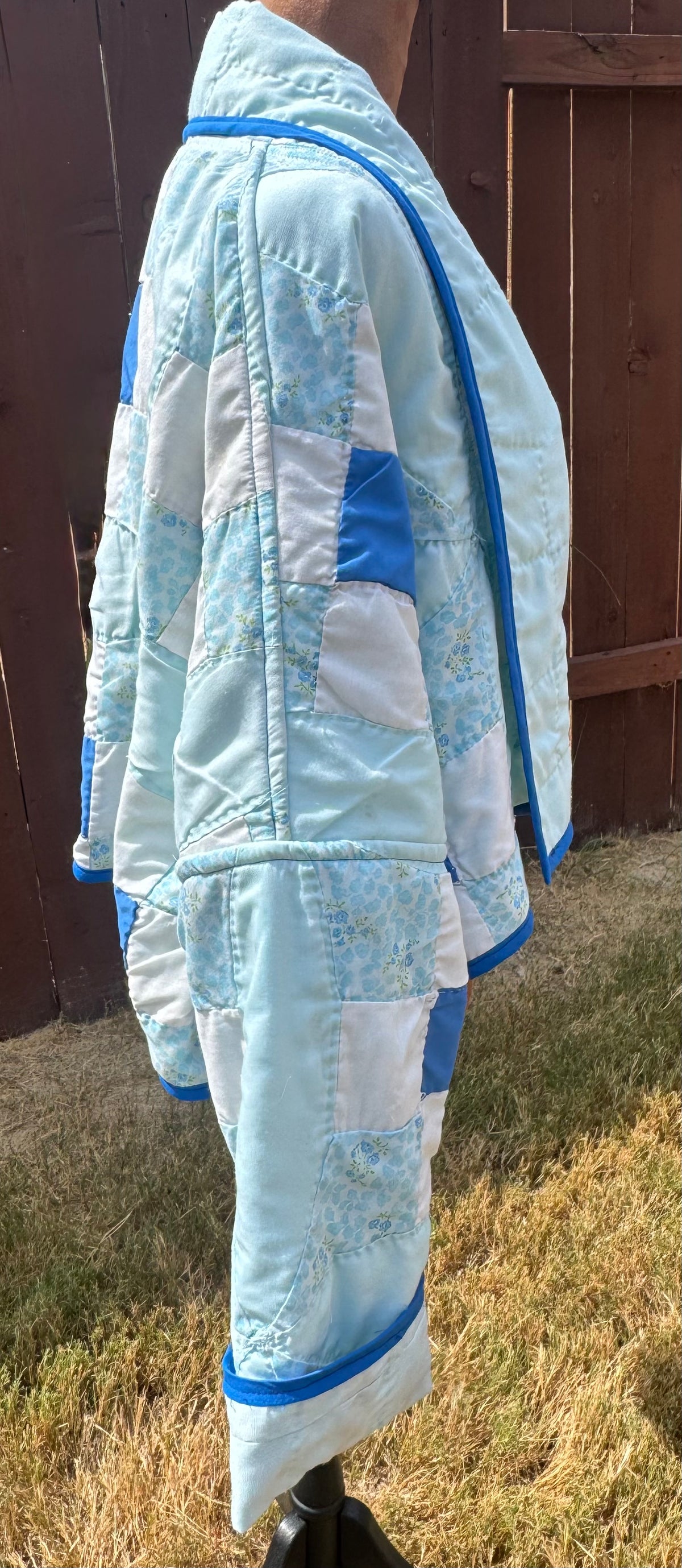 True Blue Quilted Cropped Jacket. Size M-XL