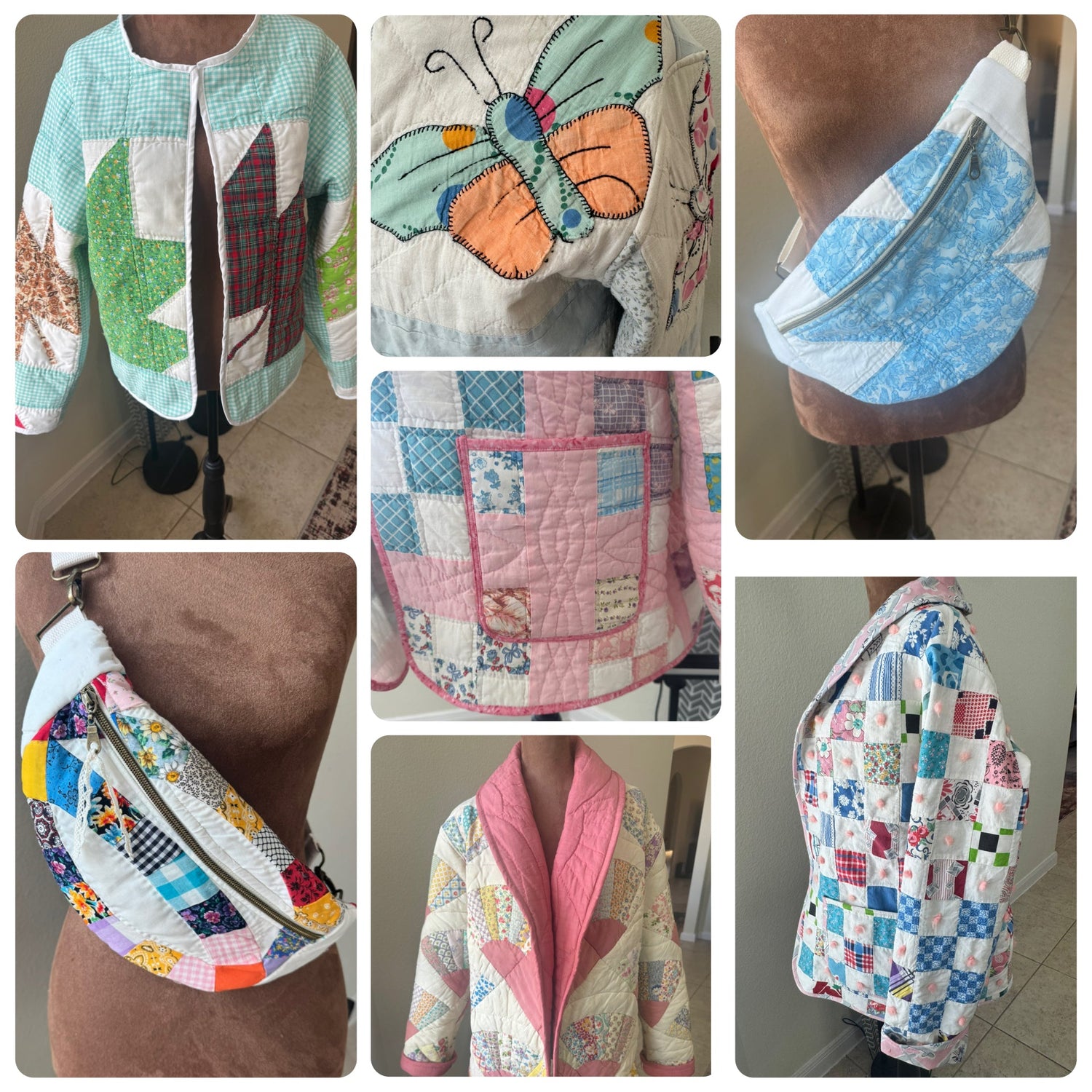 Vintage Quilt Jackets, Hoodies, Bum Bags and Totes.
