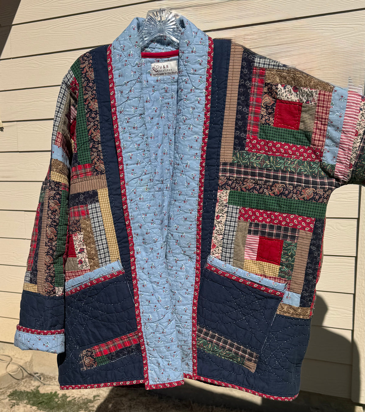 Blue Log Cabin CUSTOM ORDER Jacket. Size L/XL
