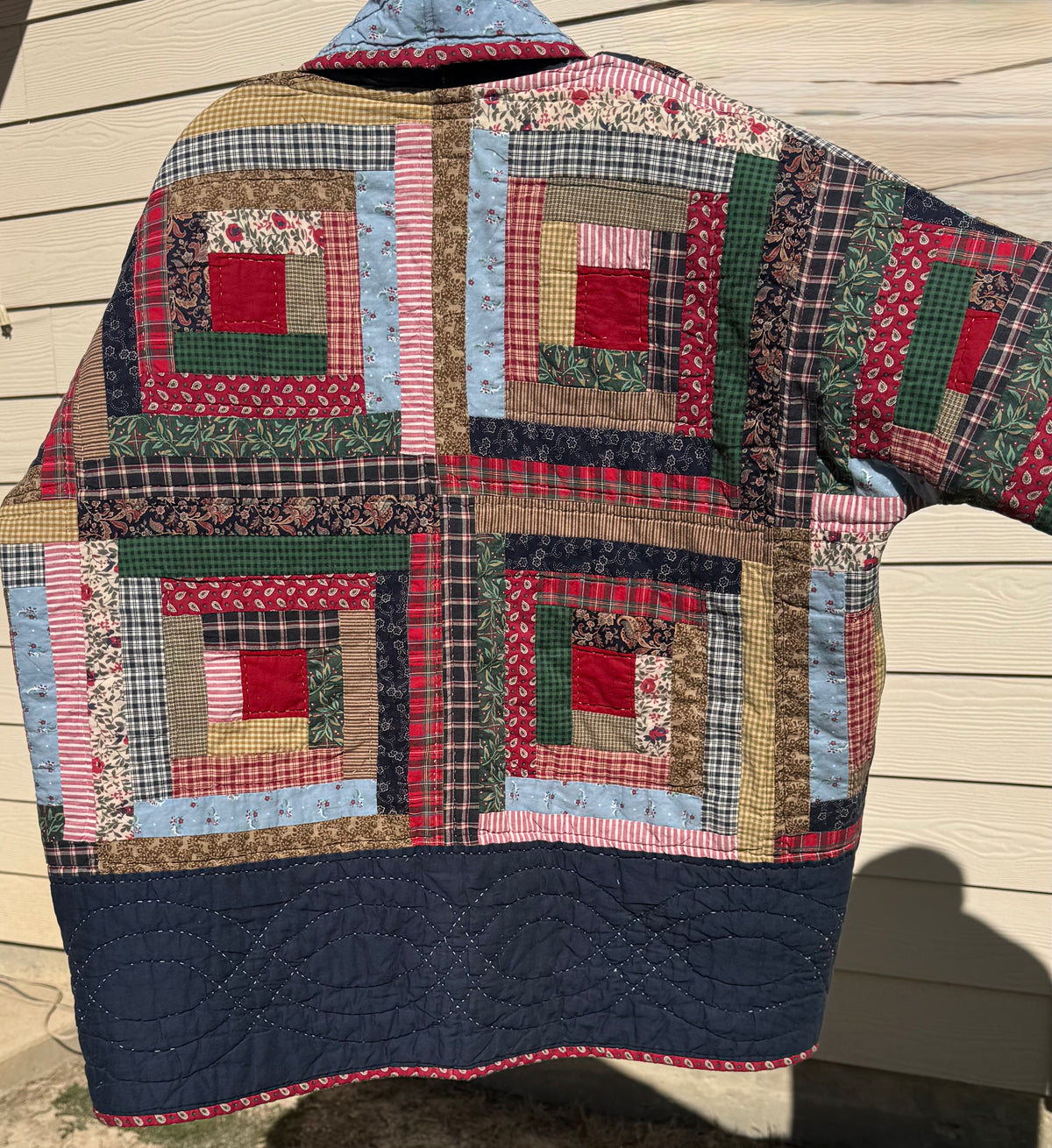 Blue Log Cabin CUSTOM ORDER Jacket. Size L/XL