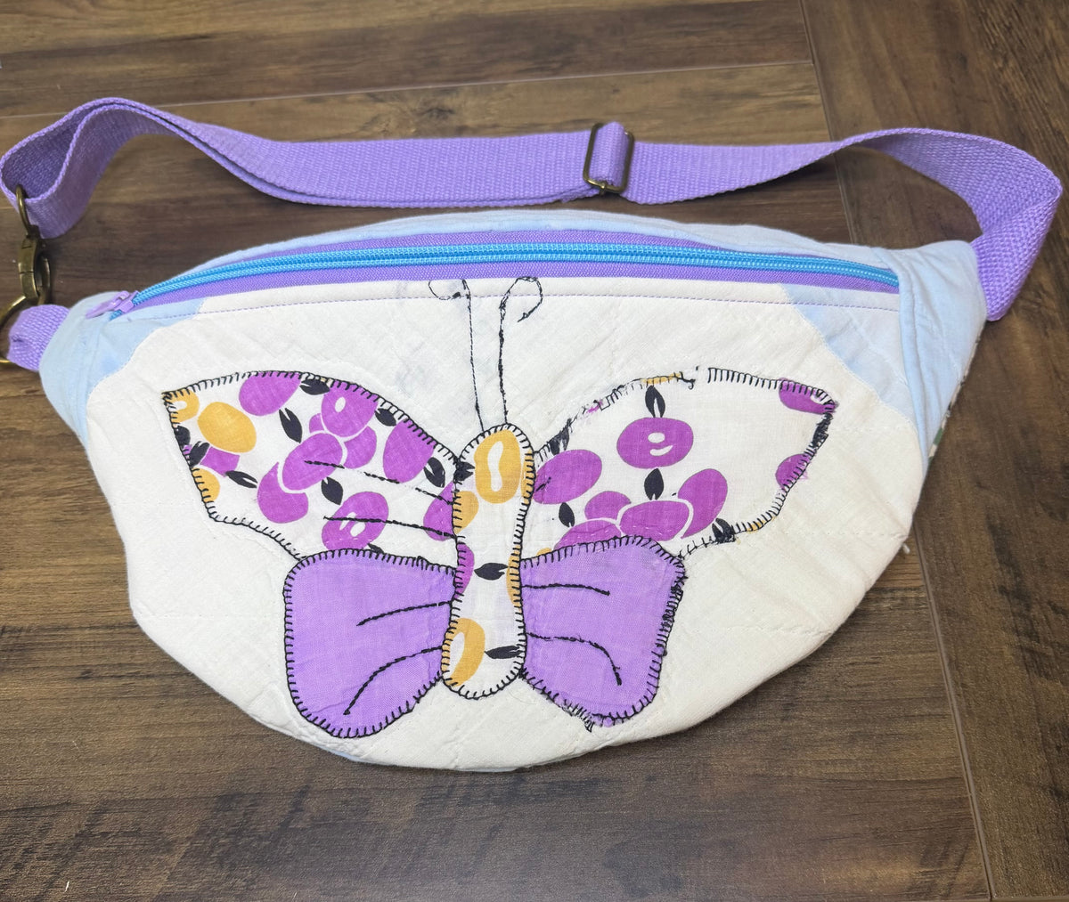 Purple Butterfly Quilted Bumbag