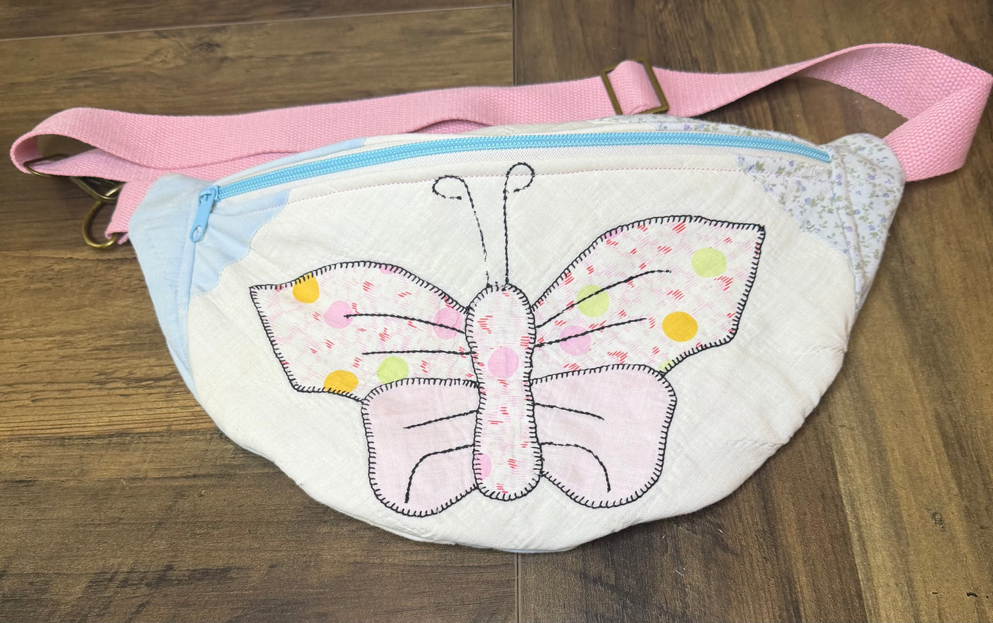 Pink Butterfly Quilted Bumbag.