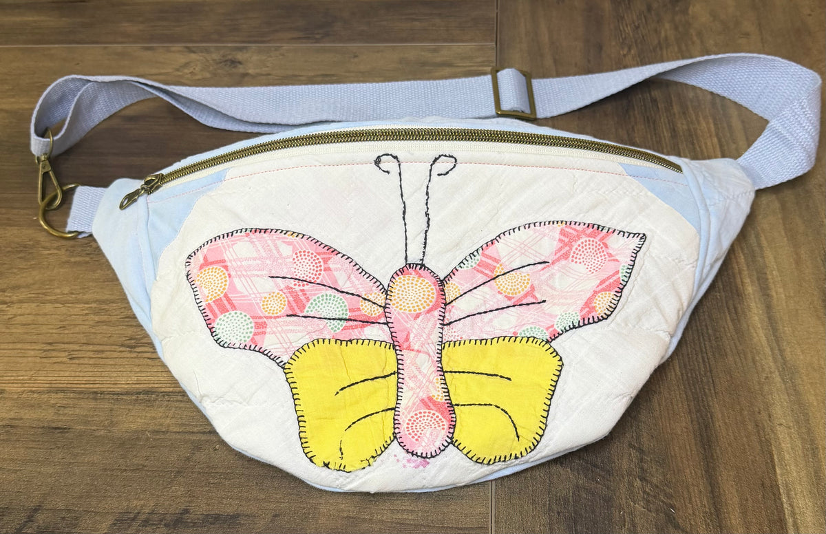 Peach Butterfly Quilted Bumbag.