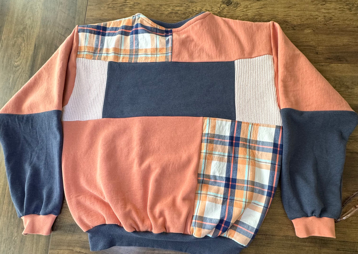 "JUST PEACHY" Patchwork Sweatshirt Size L/XL