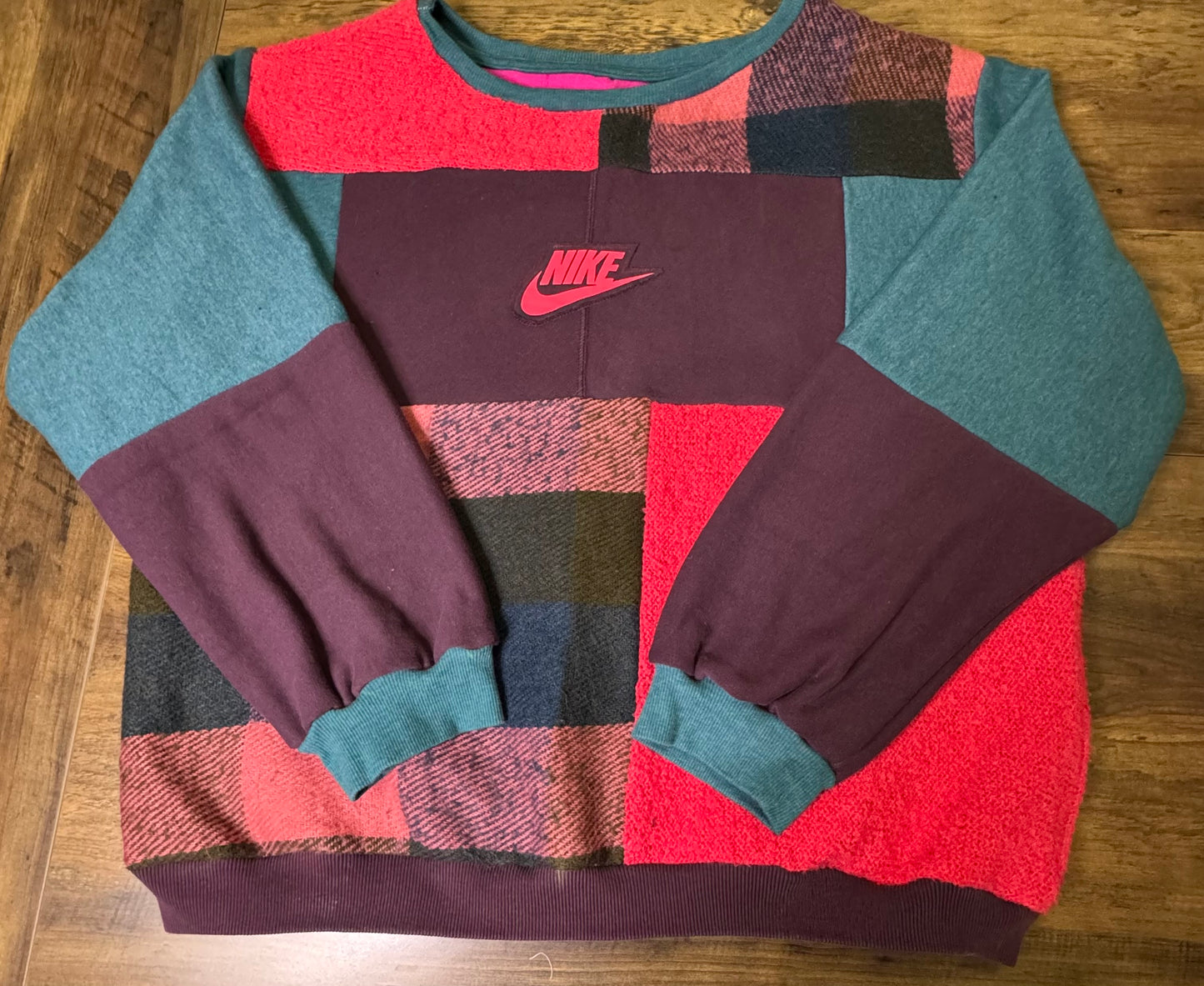 "MATERIAL GIRL" Patchwork Sweatshirt  Size M/L