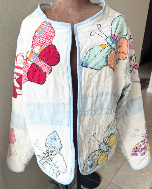 Butterfly Quilted Jacket. Waist length. Size L