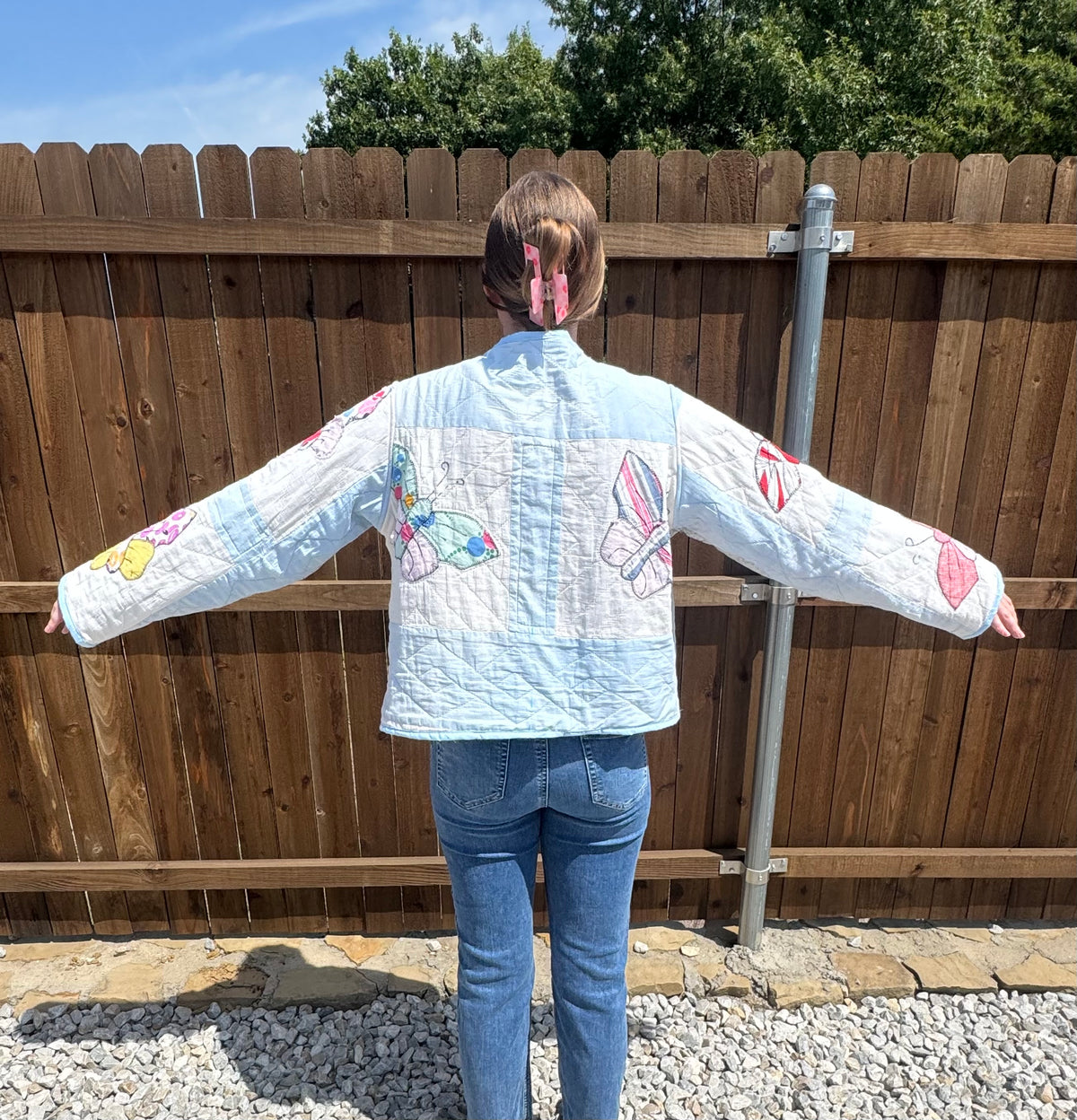 Butterfly Quilted Jacket. Waist length. Size L