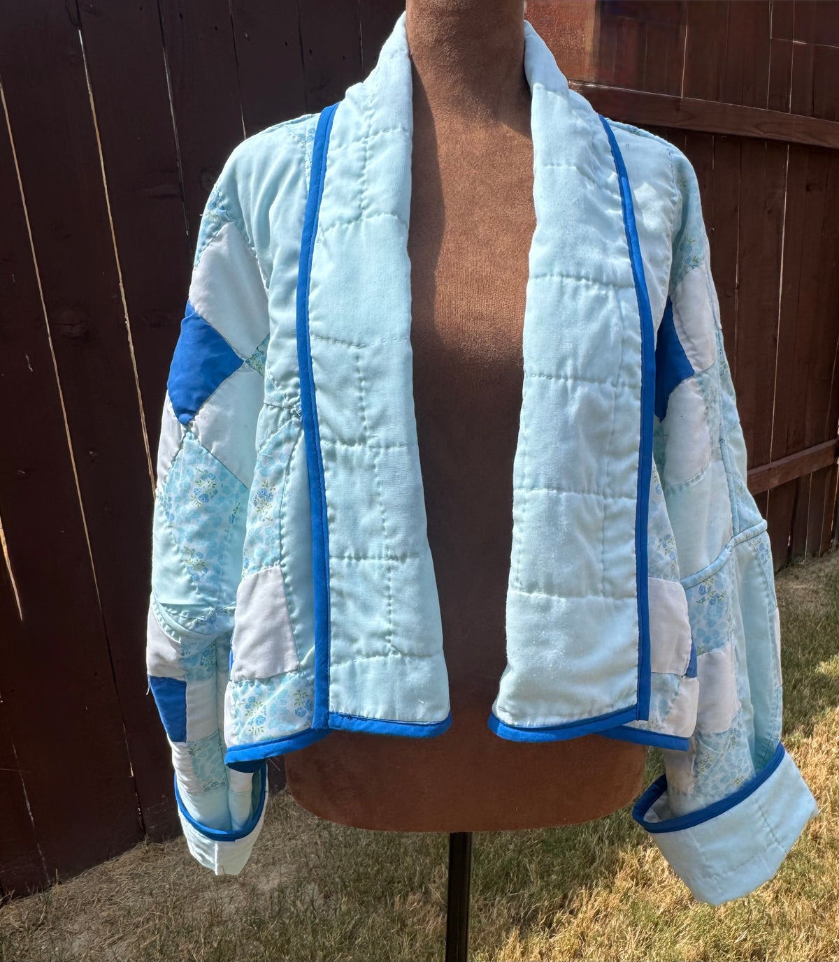 True Blue Quilted Cropped Jacket. Size M-XL