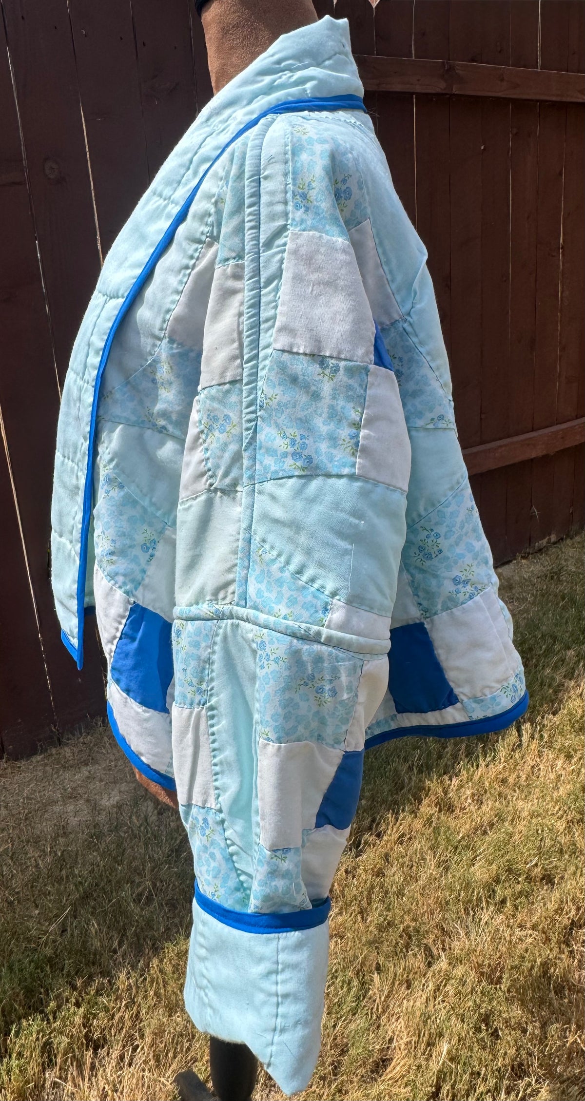 True Blue Quilted Cropped Jacket. Size M-XL