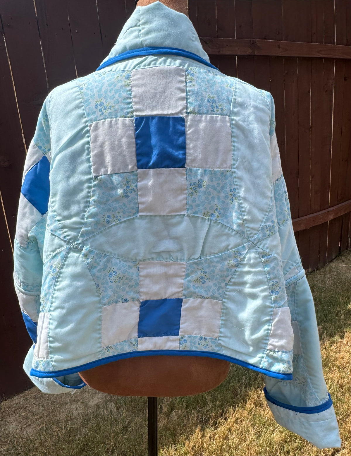 True Blue Quilted Cropped Jacket. Size M-XL