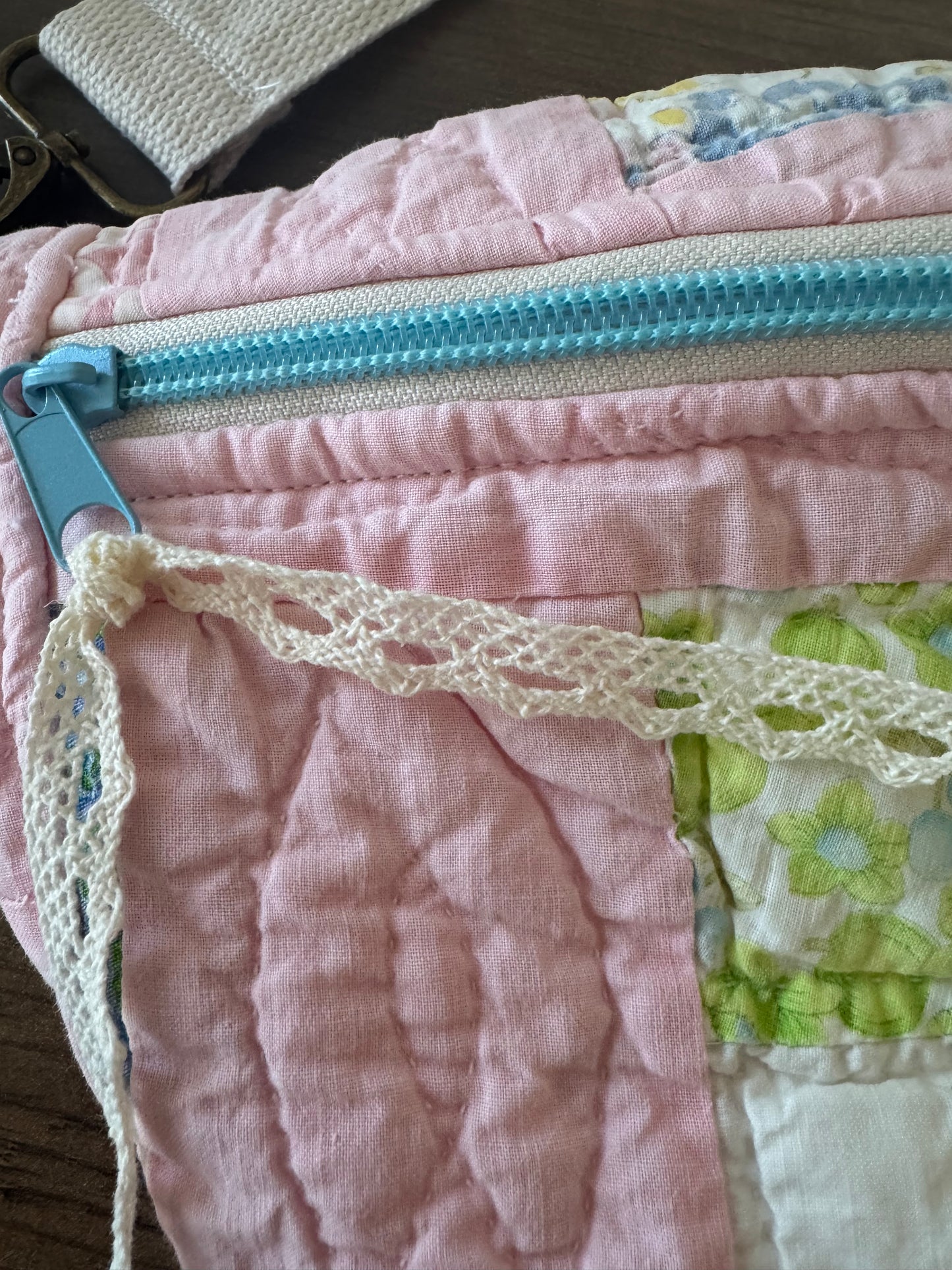 Pink Checkered Vintage Quilted Large Bumbag.
