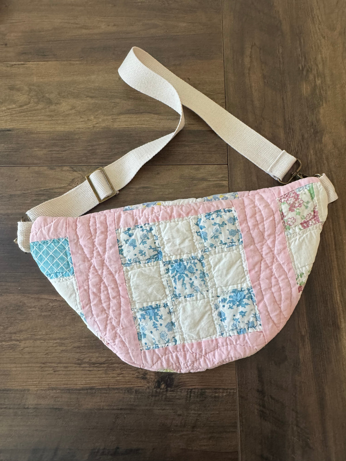 Pink Checkered Vintage Quilted Large Bumbag.