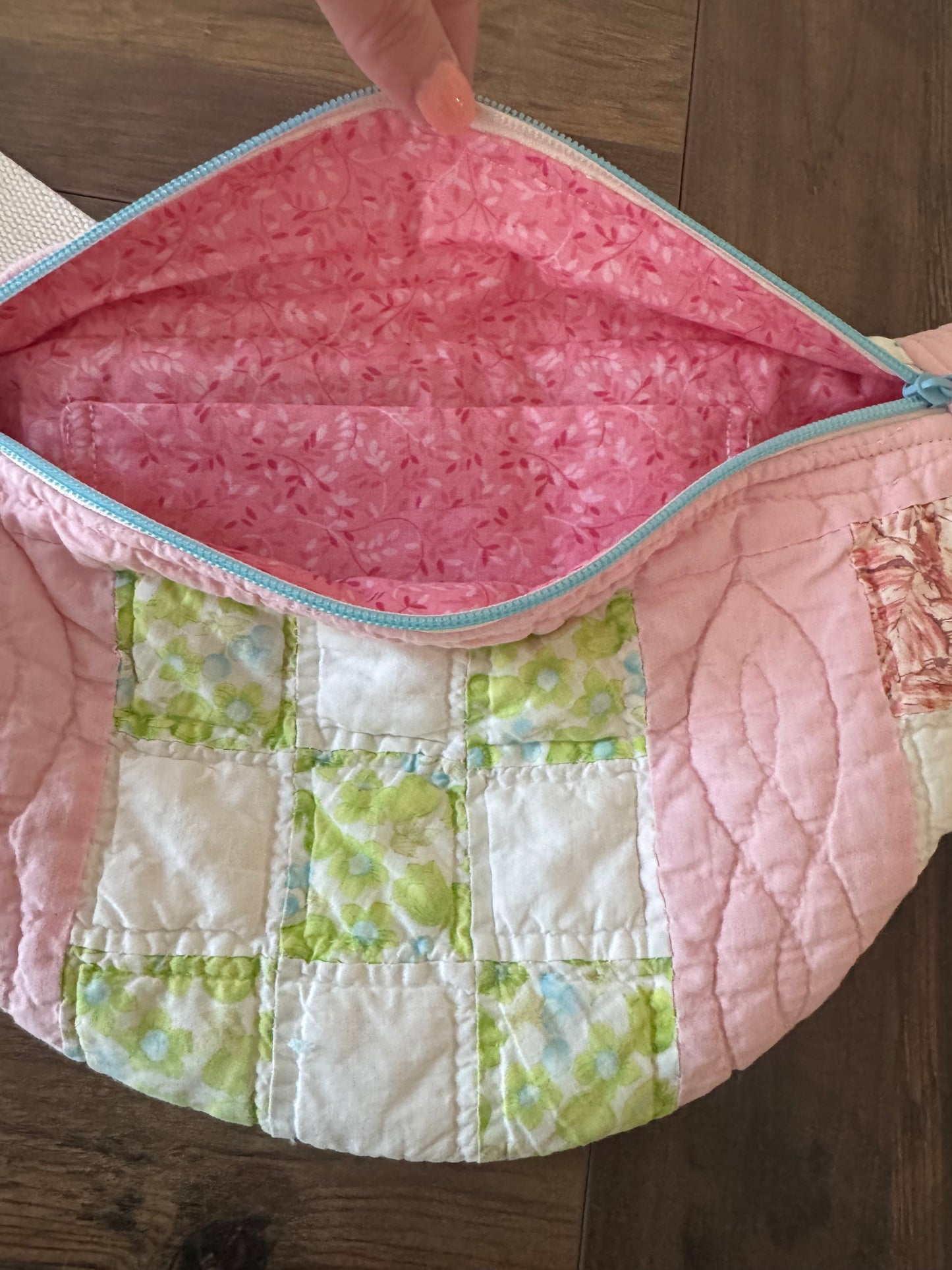 Pink Checkered Vintage Quilted Large Bumbag.