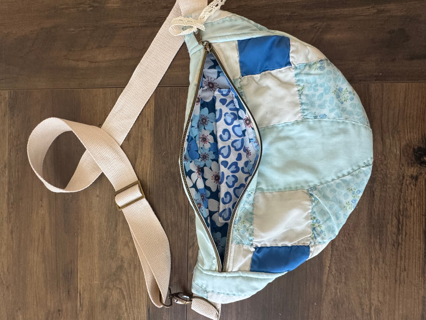 True Blue Vintage Quilted Large Bumbag.