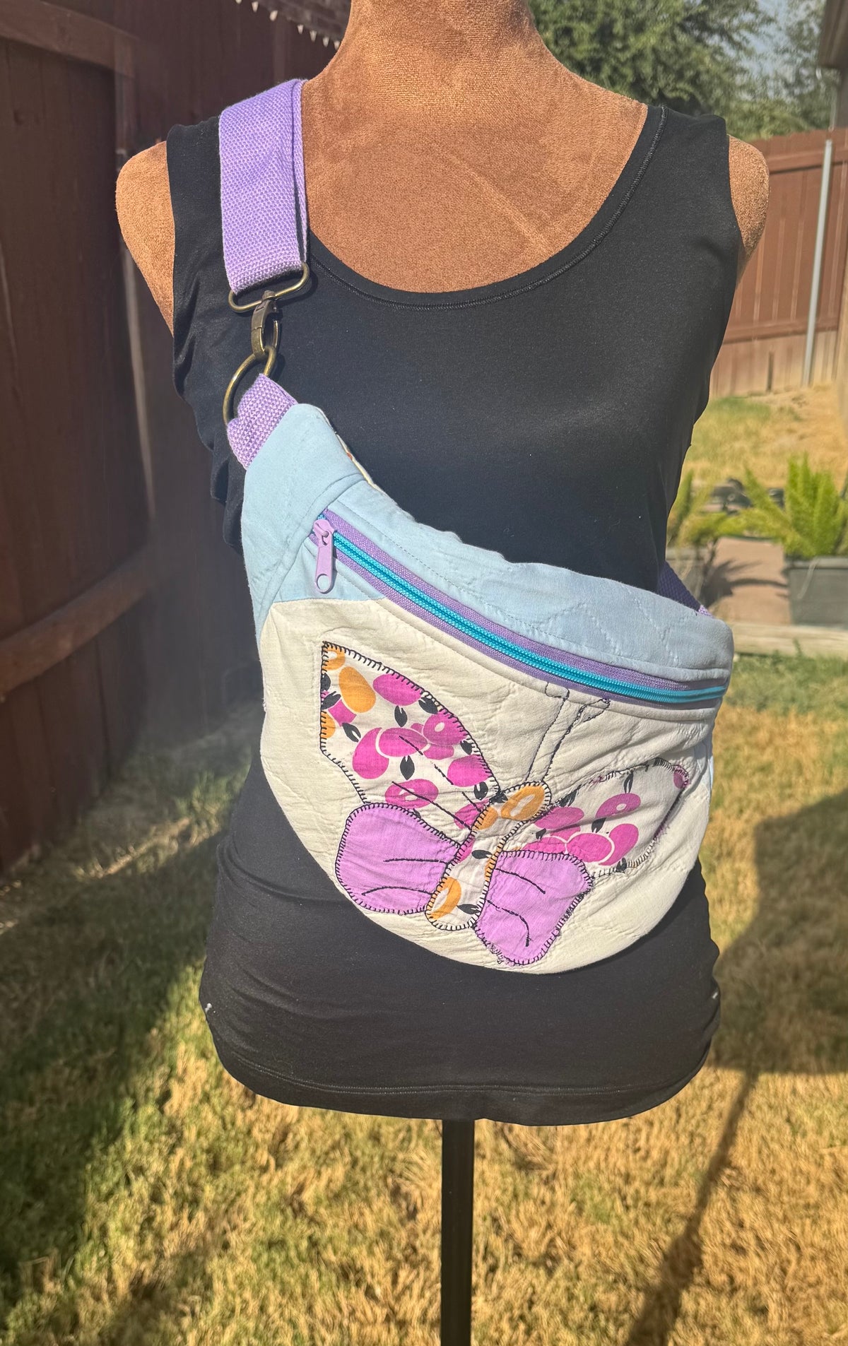 Purple Butterfly Quilted Bumbag