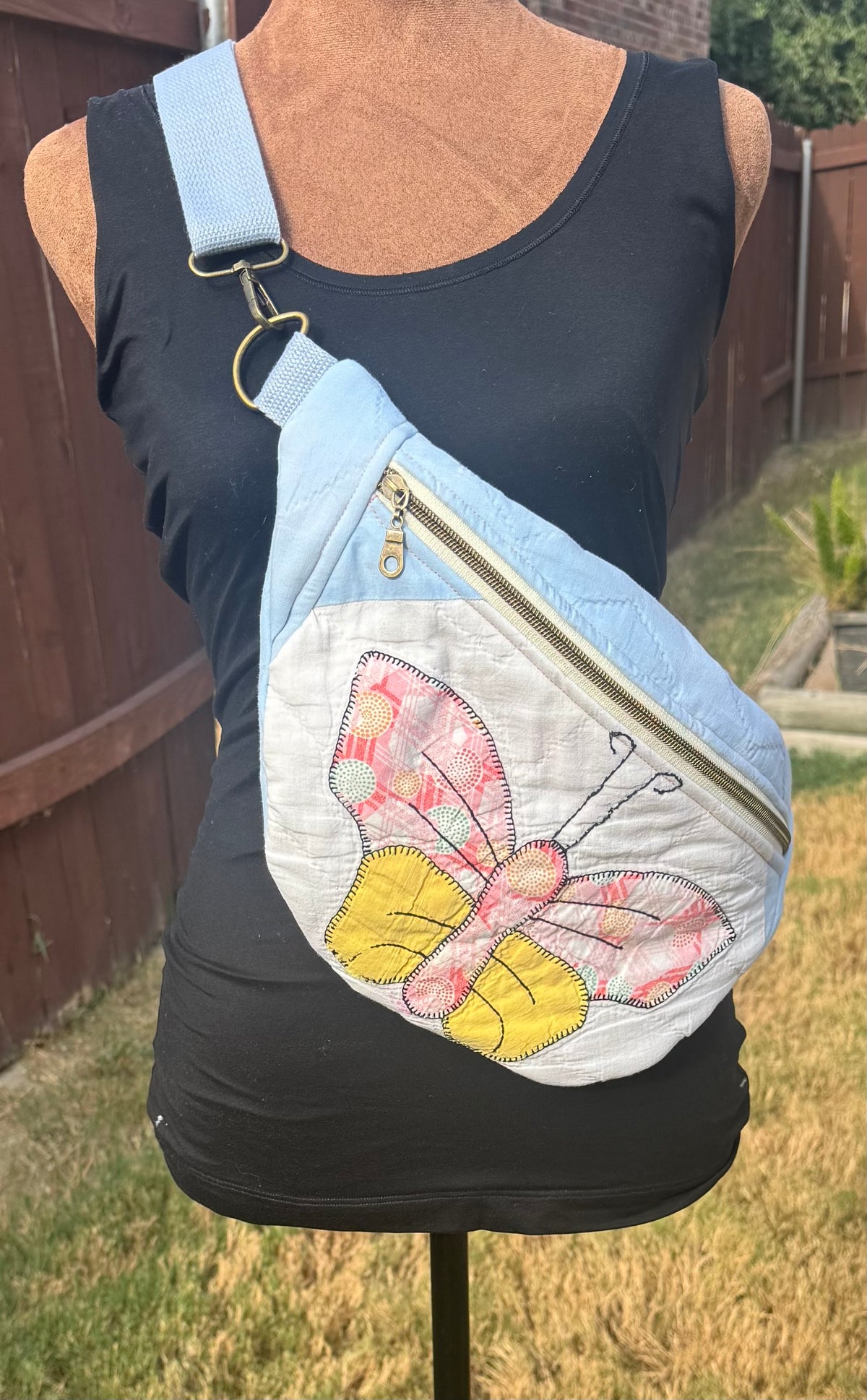 Peach Butterfly Quilted Bumbag.