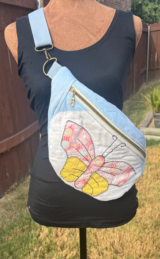 Peach Butterfly Quilted Bumbag.