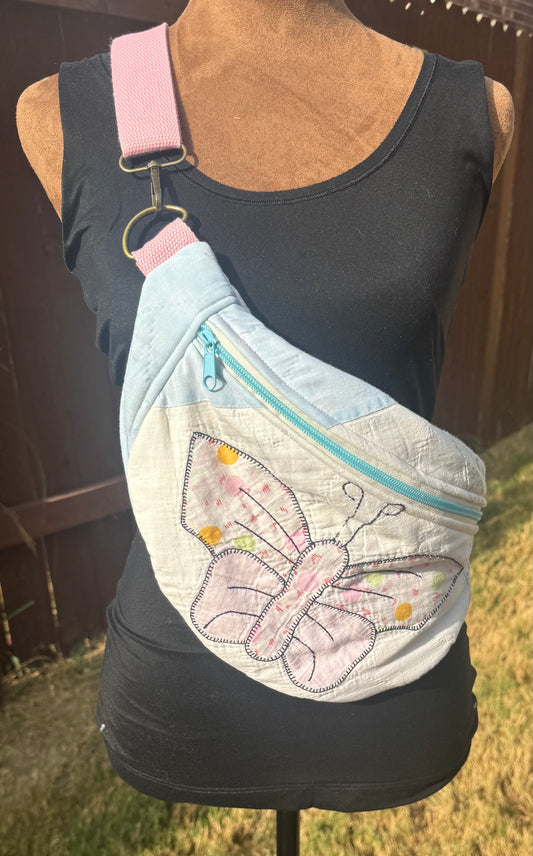 Pink Butterfly Quilted Bumbag.