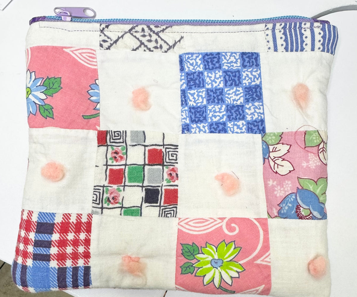Multicolored, Yarn Tied  Makeup Bag.