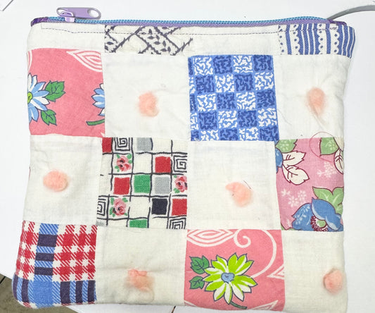 Multicolored, Yarn Tied  Makeup Bag.