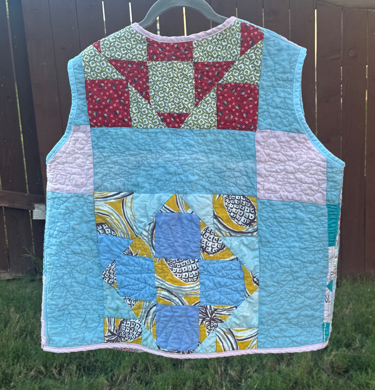 Blue And Pink Patchwork Vest.   Size M/L