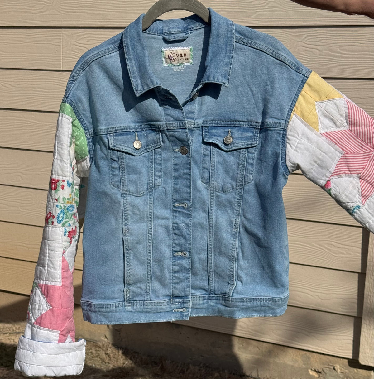 Quilted Sleeves/Denim Stretch Jacket.  Size S/M