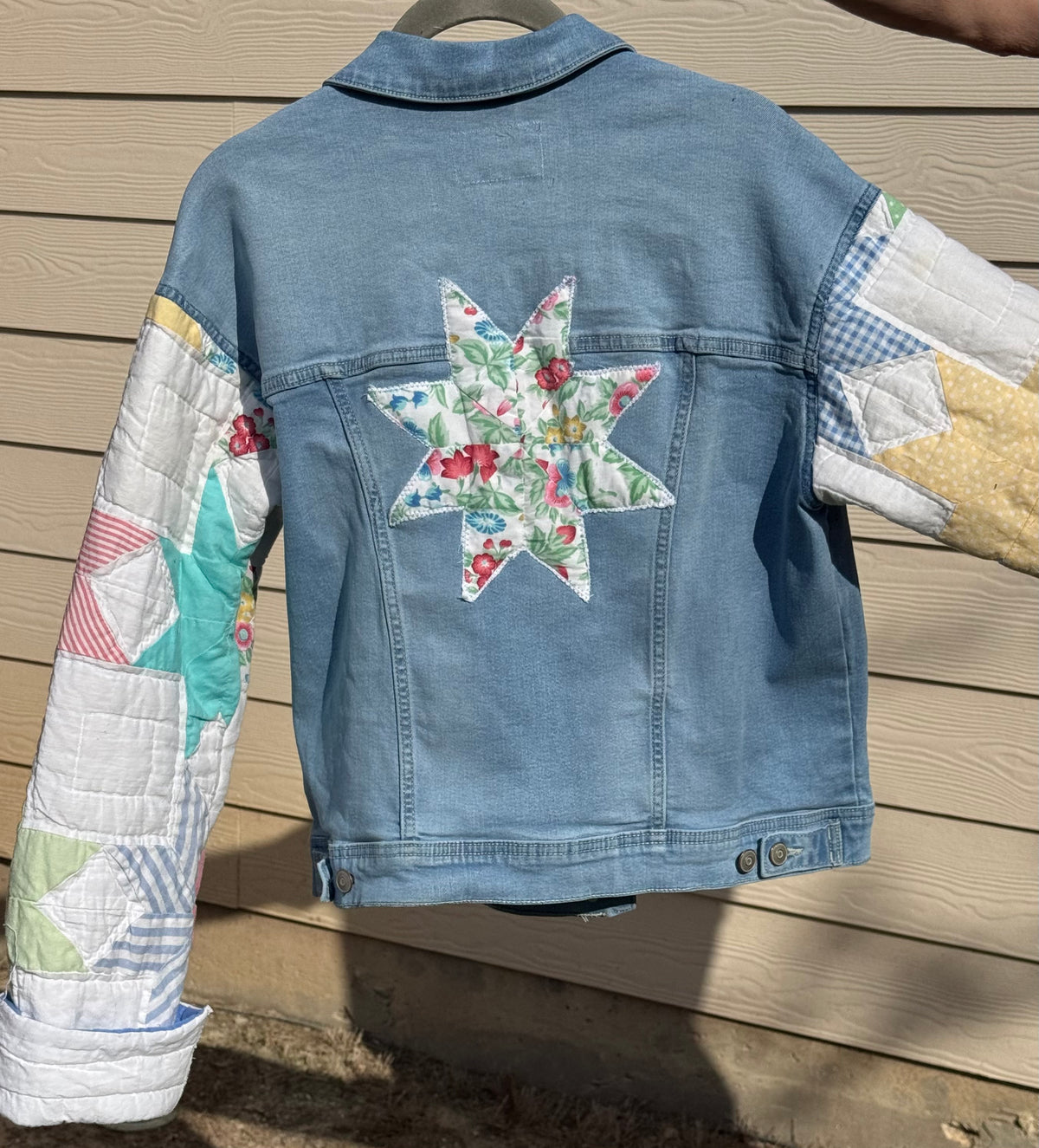 Quilted Sleeves/Denim Stretch Jacket.  Size S/M