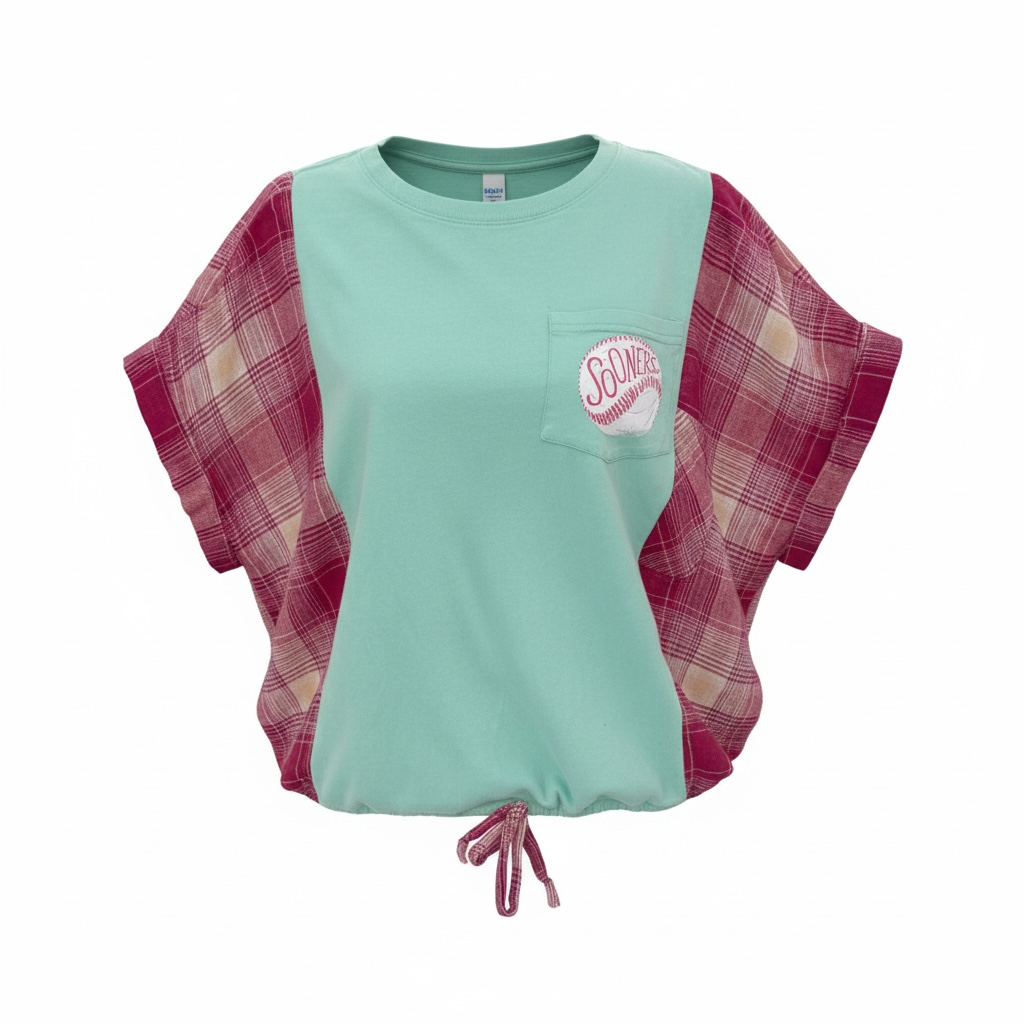 OU "Sooner Nation" Mint Green T-shirt with Cotton Sleeves. Size M/L