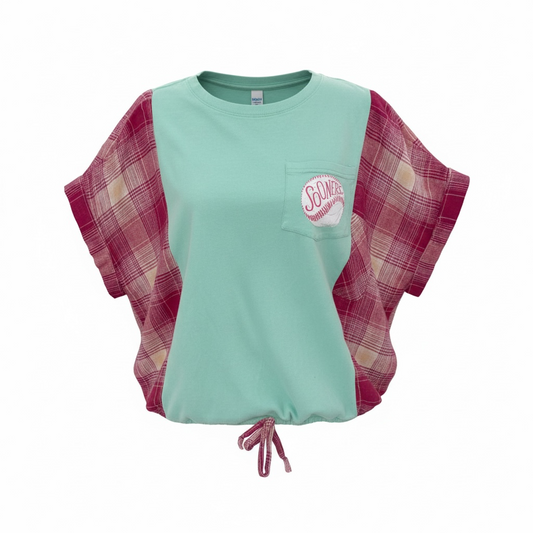 OU "Sooner Nation" Mint Green T-shirt with Cotton Sleeves. Size M/L