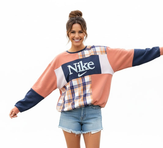 "JUST PEACHY" Patchwork Sweatshirt Size L/XL