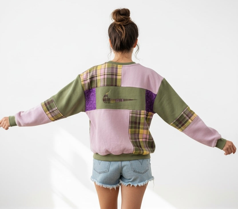 "Spring Dawn" Patchwork Sweatshirt.  Size M/L