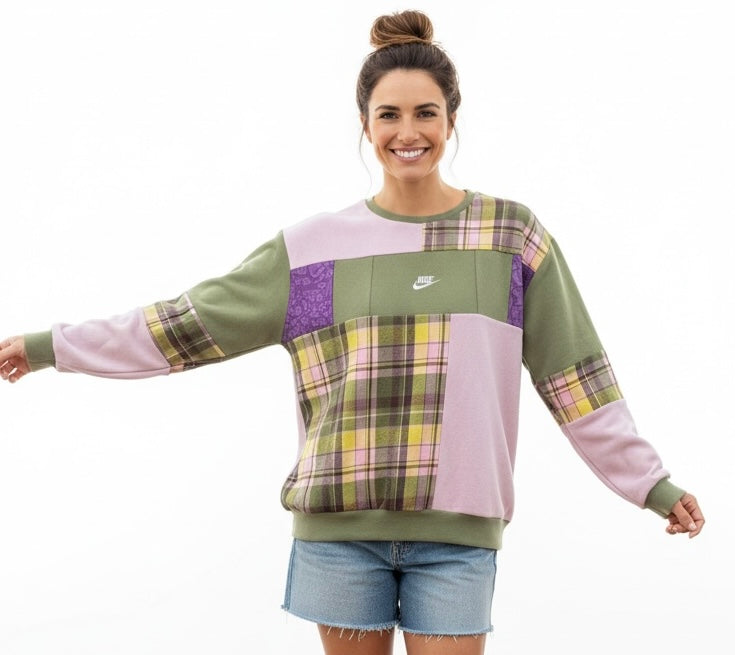 "Spring Dawn" Patchwork Sweatshirt.  Size M/L