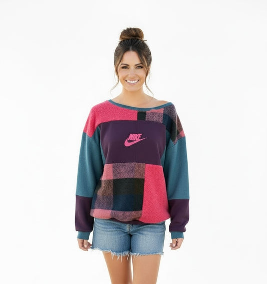 "MATERIAL GIRL" Patchwork Sweatshirt  Size M/L