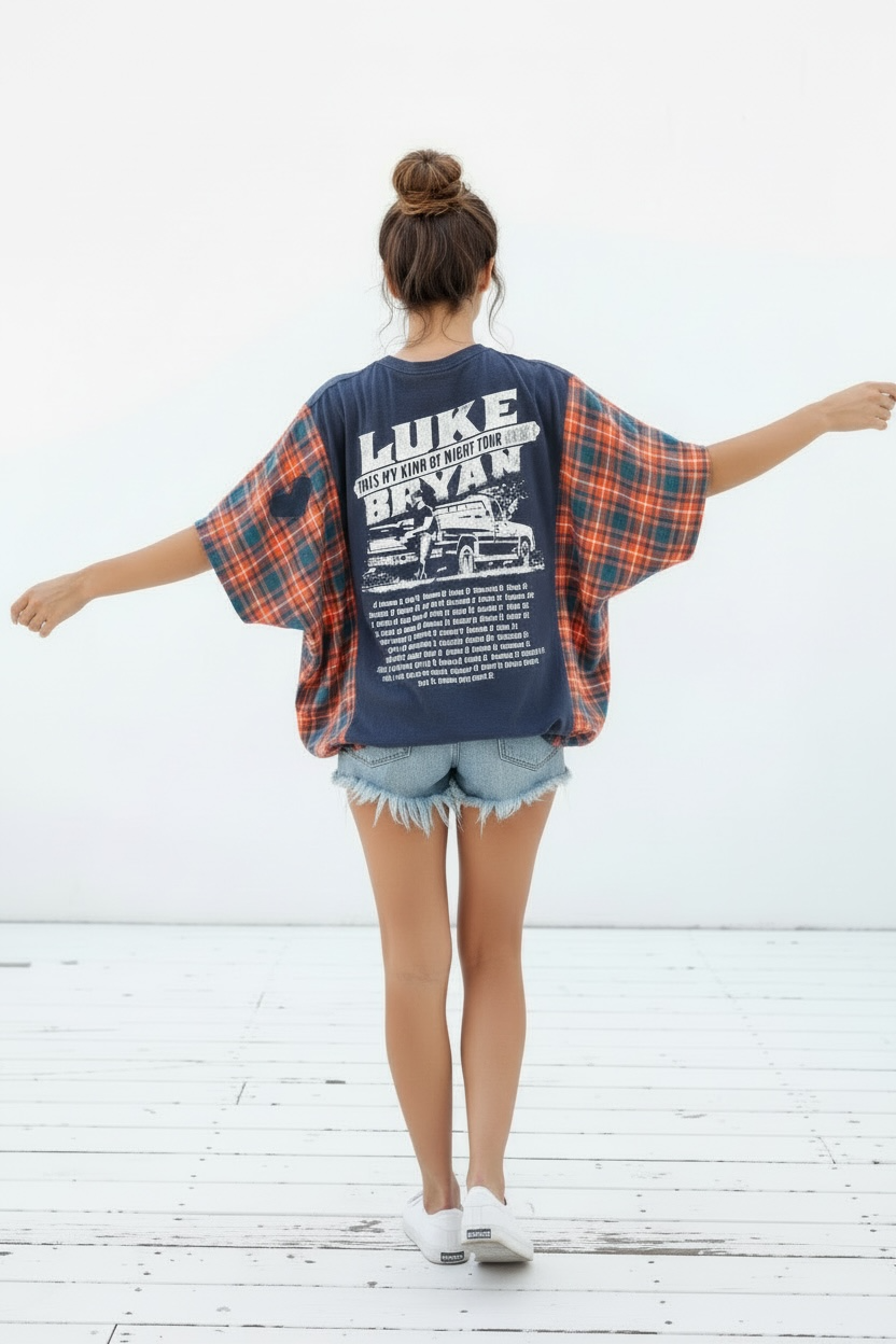 Upcycled Luke Bryan 2014 Tour T-Shirt.  One Size for Most with drawstring waist.