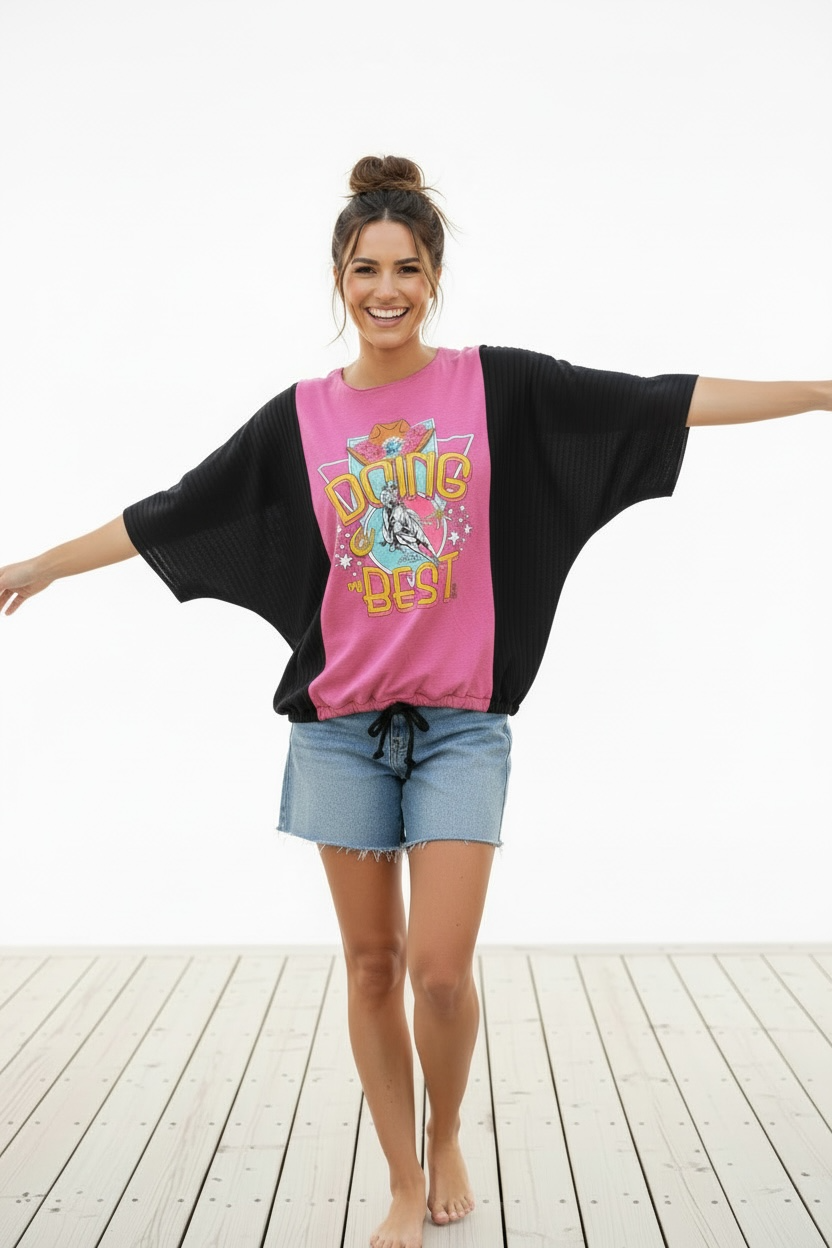 "Doing My Best" Pink T-Shirt with Black accents.  One Size Fits Most.
